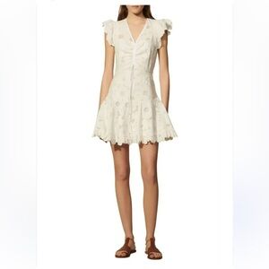 Sandro Embroidered Mesh Detail Dress, Size 36 (US 4)  NWT